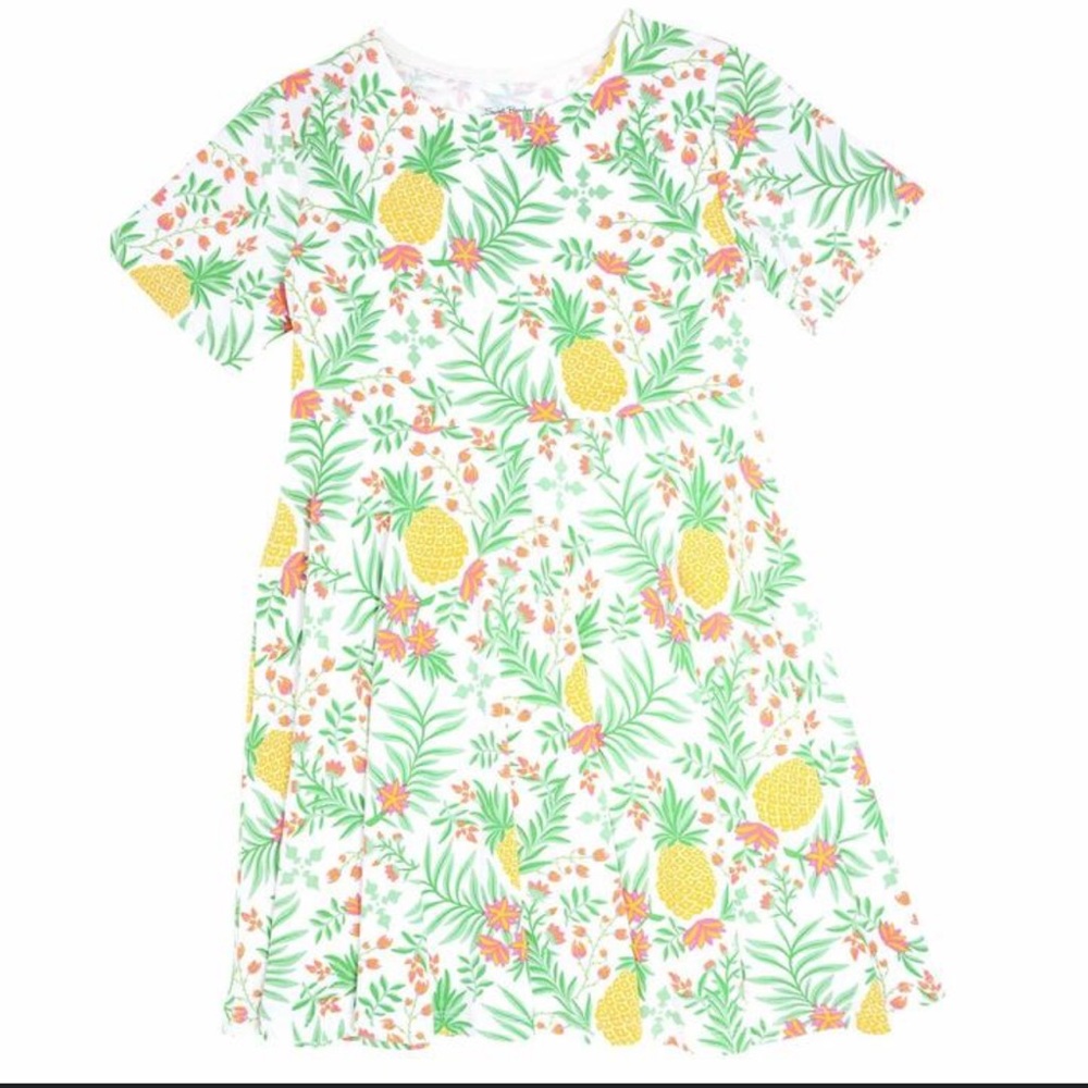 Sweet Bamboo - Swirly Girl Dress w/Cap Sleeve - Pineapple Floral